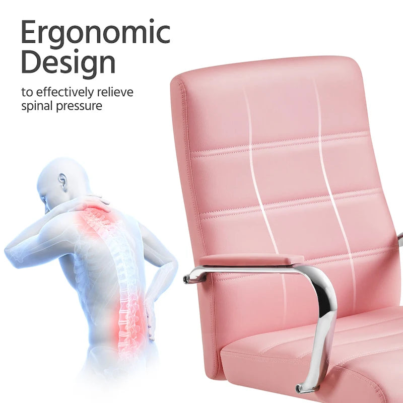 Sedia da ufficio girevole in similpelle con schienale medio regolabile Yaheetech