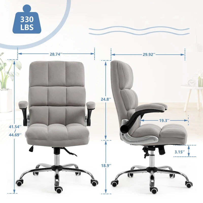 Sedia da ufficio in velluto AVAWING, sedia da scrivania per computer direzionale