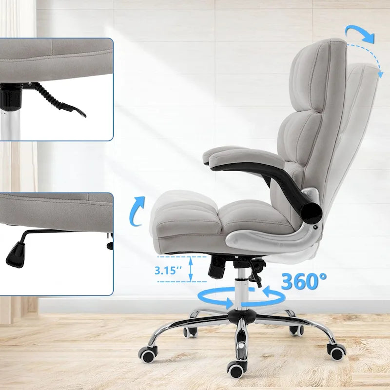 Sedia da ufficio in velluto AVAWING, sedia da scrivania per computer direzionale