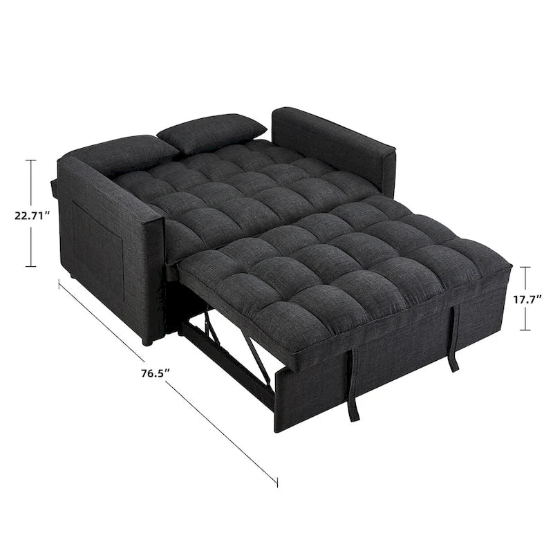 Divano letto reclinabile moderno, con divano a due posti, imbottito e trasformabile, lungo 76,5 cm