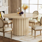 Tavolo da pranzo rotondo per 4 persone con base in metallo per sala da pranzo, cucina, soggiorno (sedie non incluse)