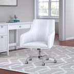 Sedia a scatola in pelle con schienale medio Broadview di Bush Furniture, colore bianco - 24,41 L x 24,80 P x 34,45 A