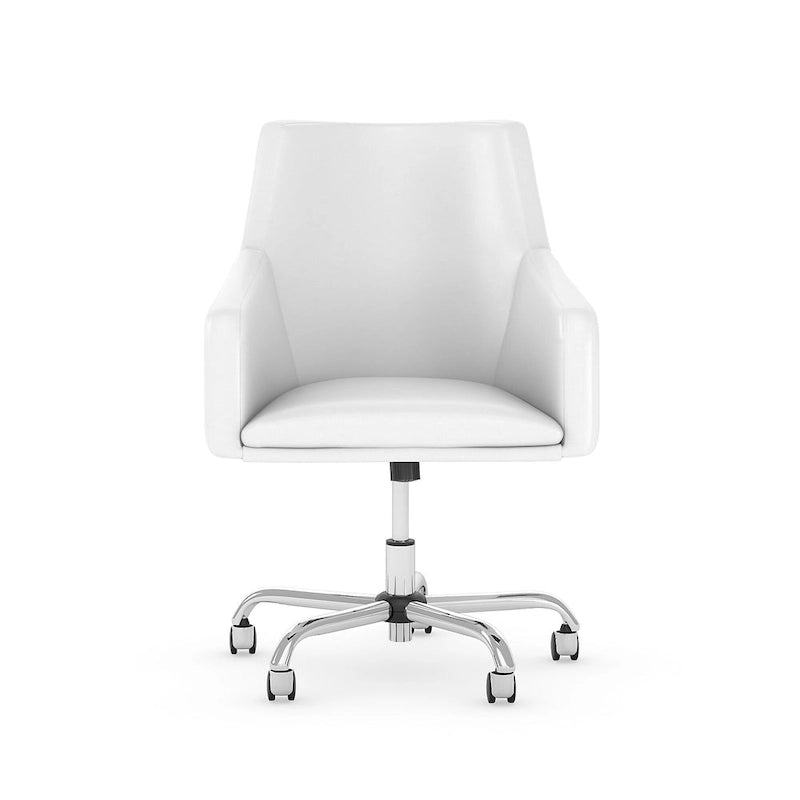 Sedia a scatola in pelle con schienale medio Broadview di Bush Furniture, colore bianco - 24,41 L x 24,80 P x 34,45 A