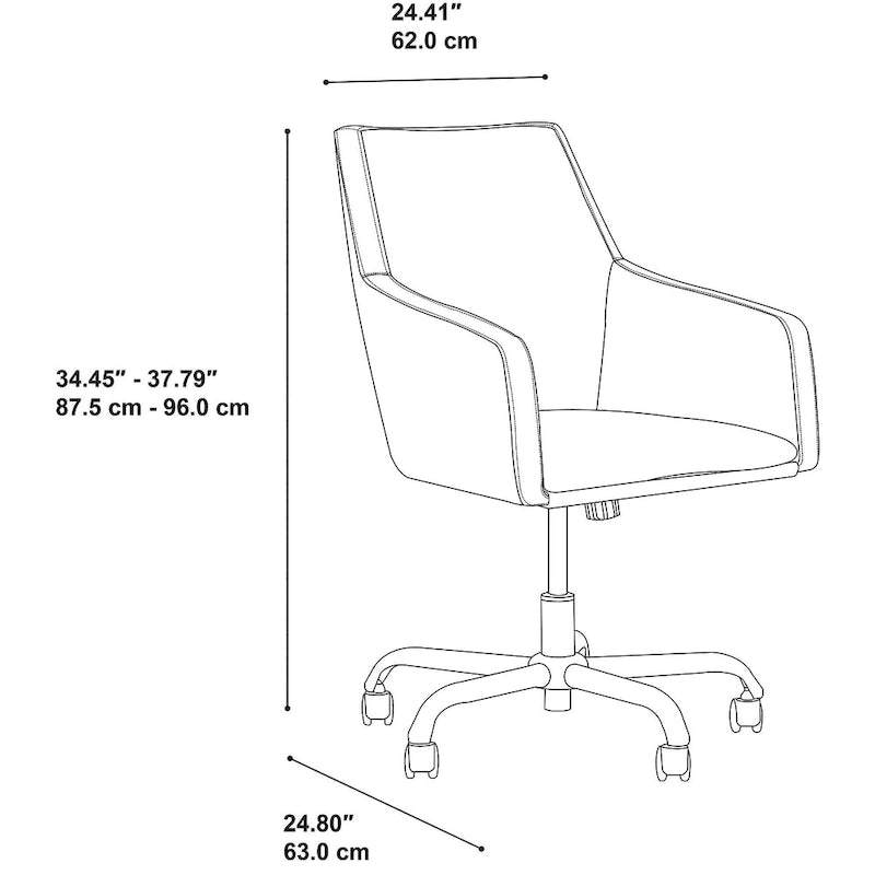 Sedia a scatola in pelle con schienale medio Broadview di Bush Furniture, colore bianco - 24,41 L x 24,80 P x 34,45 A