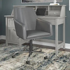 Sedia a scatola in pelle con schienale medio Broadview di Bush Furniture, colore bianco - 24,41 L x 24,80 P x 34,45 A