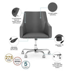 Sedia a scatola in pelle con schienale medio Broadview di Bush Furniture, colore bianco - 24,41 L x 24,80 P x 34,45 A